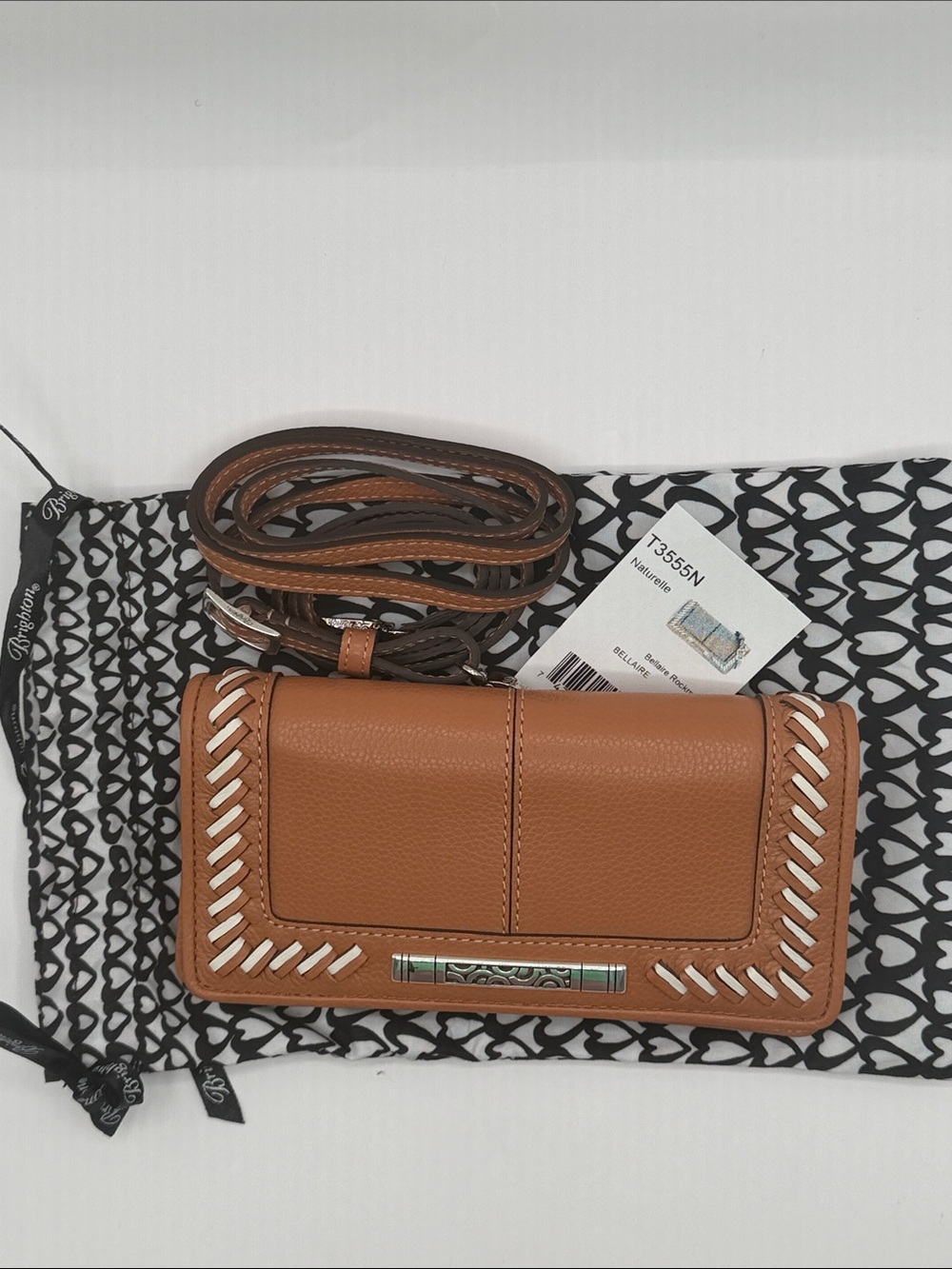 NWT Brighton Bellaire Rockmore Naturelle Wallet with crossbody strap